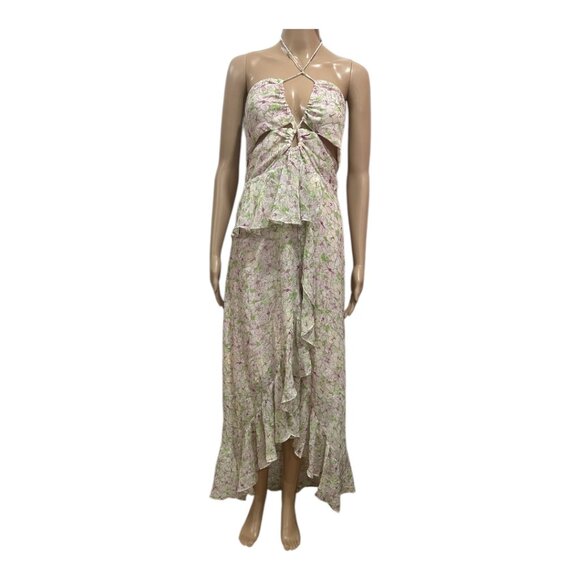 NWT ASTR the Label Vivee Floral Print Halter Ruched Bodice Dress Size M - Picture 1 of 11